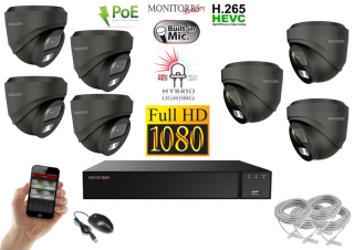 Monitorrs Security Hybrid Light IP 7 kamerový set 2 Mpix GDome (6212K7)